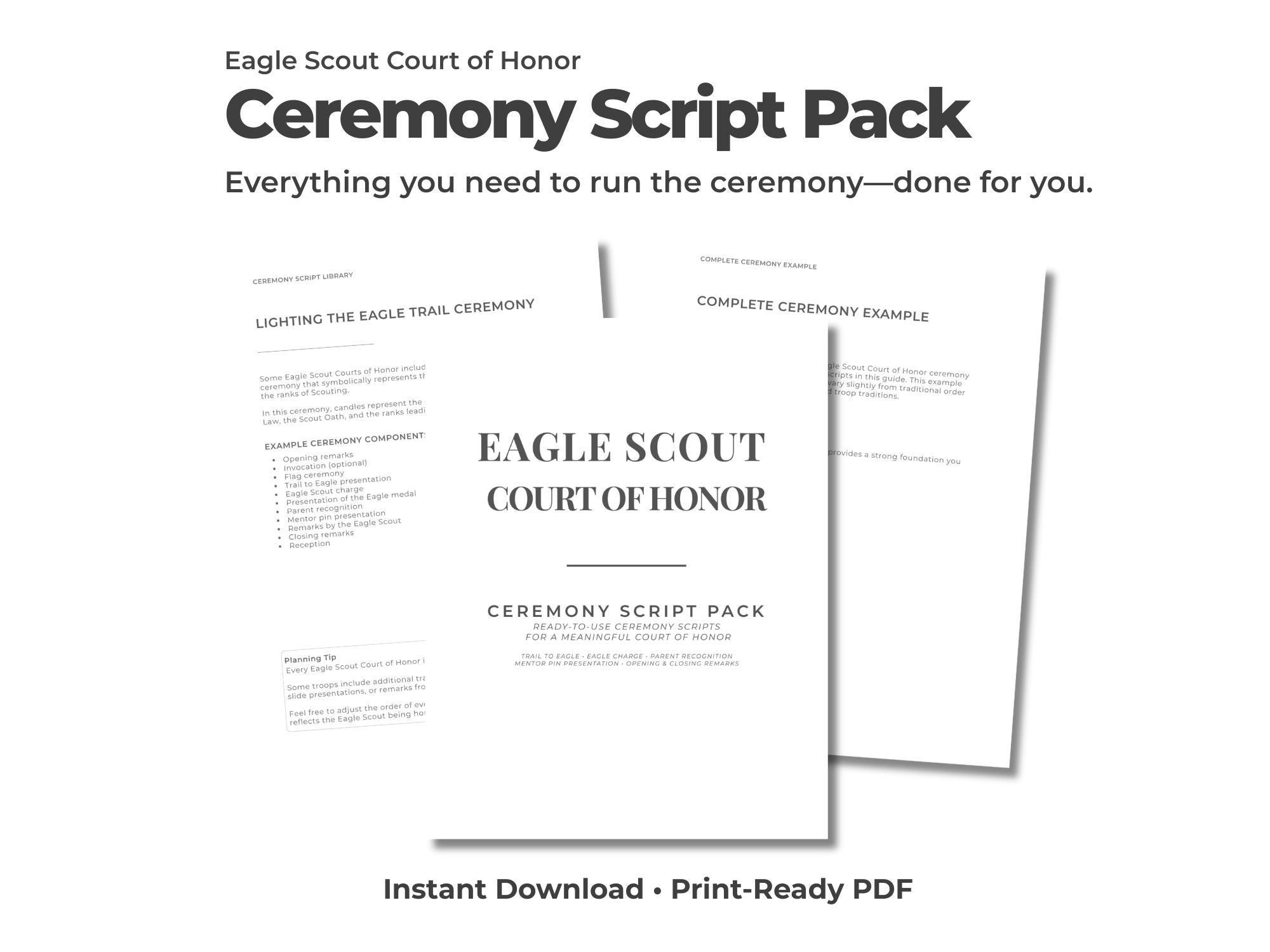 Eagle Scout Court of Honor Script Pack, Printable Ceremony Scripts ...