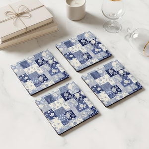 Posavasos con estampado floral Toile Patchwork, regalo para la suegra, decoración estilo chinoiserie para mesa, posavasos, obsequio para fiestas, para amantes de lo vintage, estilo cottagecore.