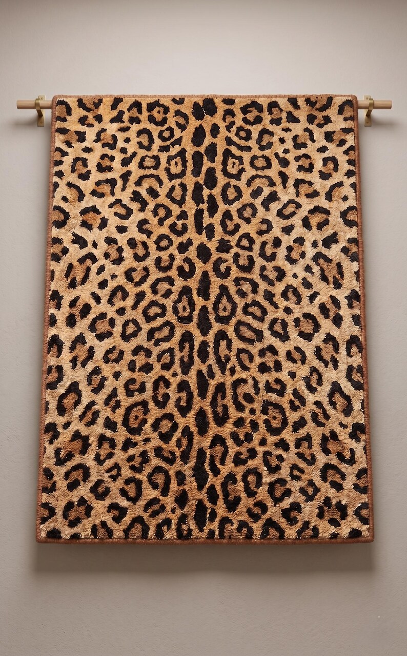 Leopard Print Area Rug, Modern Safari Style Beige Black Carpet - Etsy