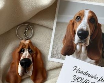 Etiqueta para bolso de dueño de perro hecha a mano, regalo para dueño de Basset Hound.