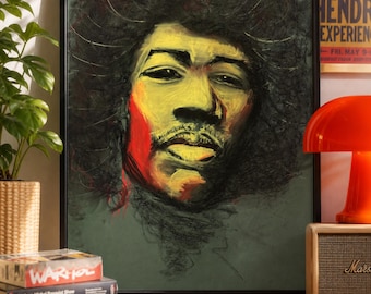 Original Jimmy Hendrix Painting Collectable Club 27 Rock Fan Birthday Gift Hendrix Lover Present