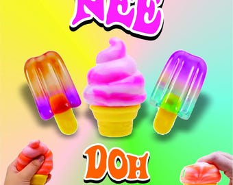 NEE DOH Juguete antiestrés con forma de cono de helado blando Juguete antiestrés para aliviar el estrés Juguete sensorial para ejercitar la masa