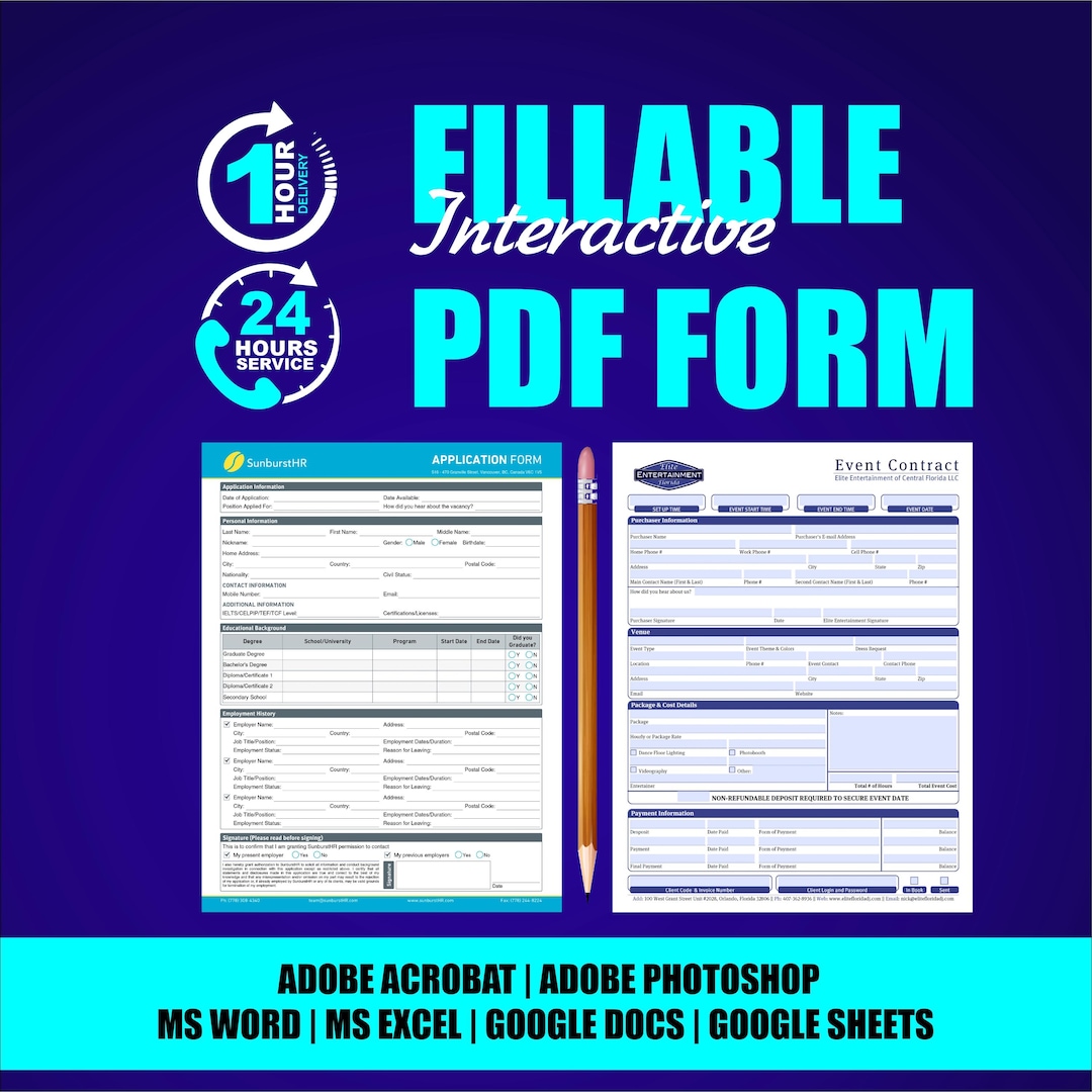 Fillable Form Color Examples Customized Fillable PDF Form, PDF Editing & Document Design for ...