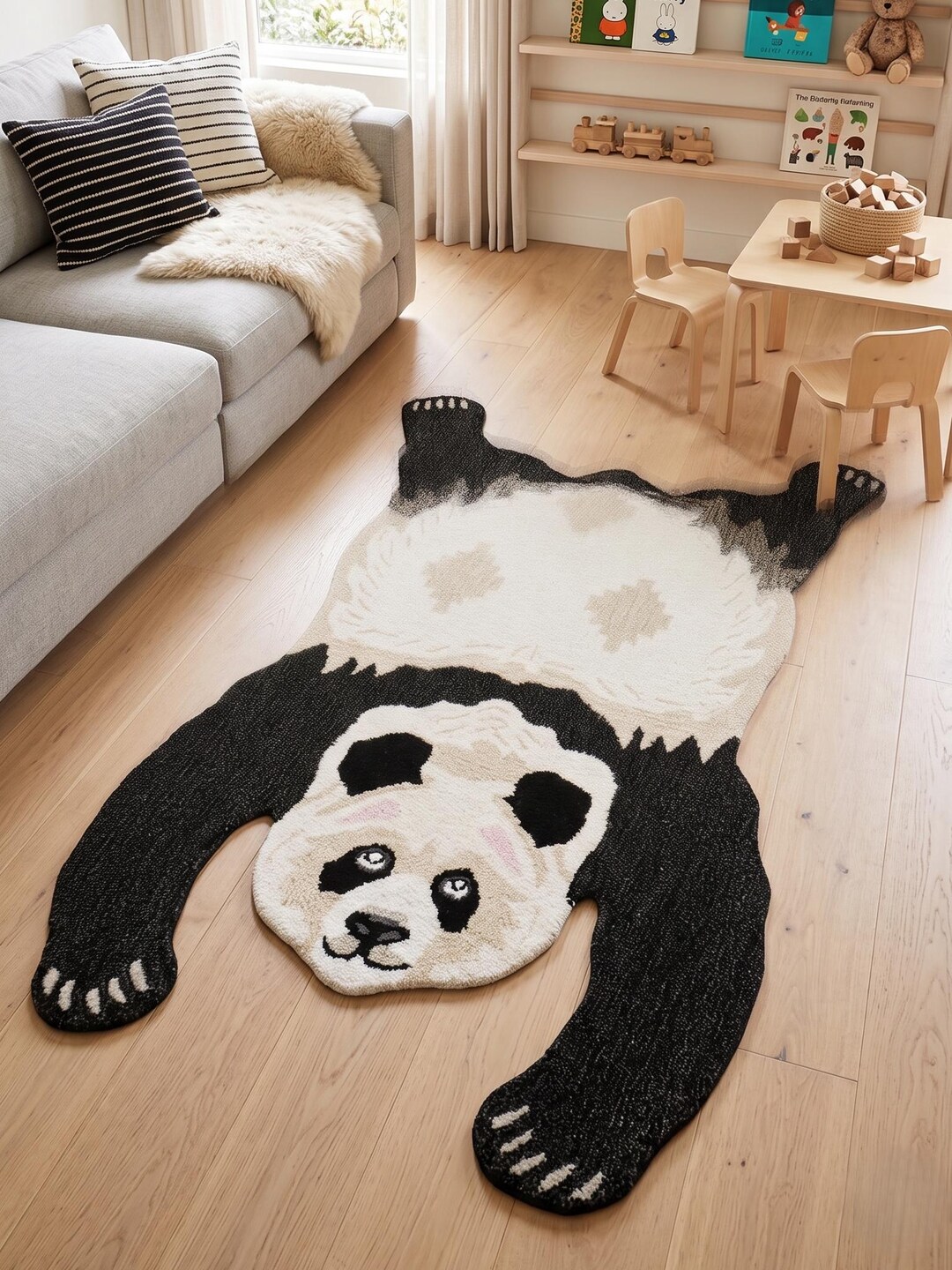 Real Panda Rug Hand Tufted Panda Shape Rug, Kids Room Decor, Animal Accent Carpet - Etsy