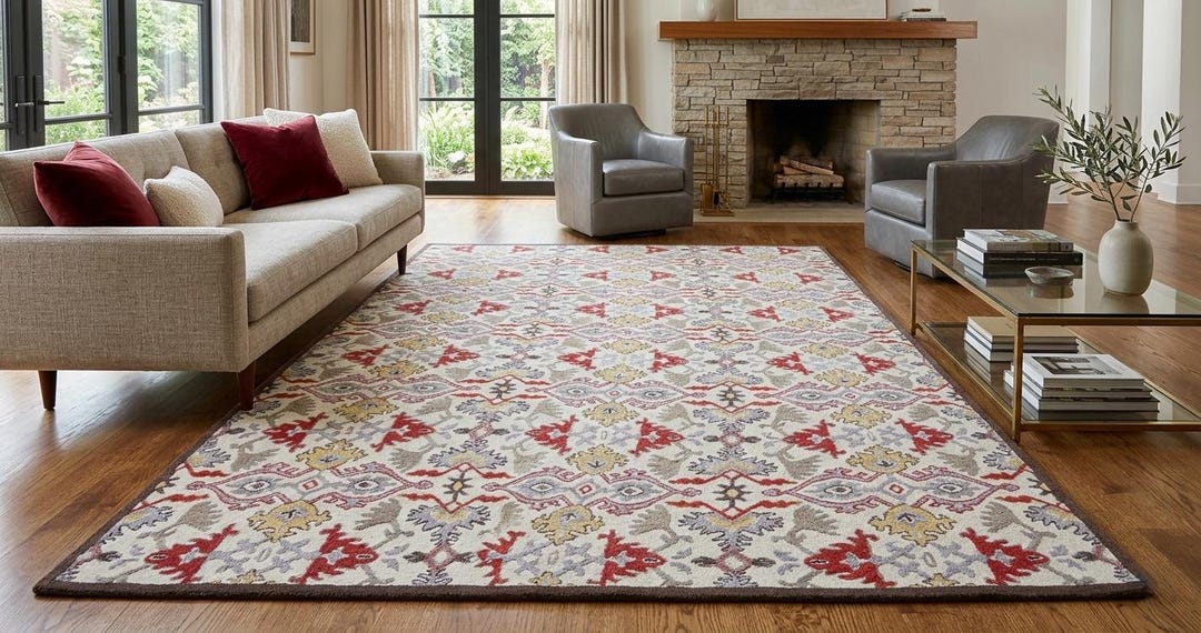 Vintage Inspired Floral Area Rug: Traditional Persian Style Carpet - Etsy