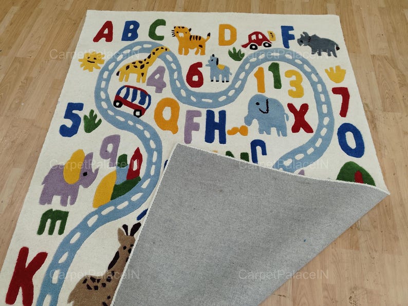 Kids Educational Alphabet & Numbers Rug, Colorful Nursery Playroom Area ...