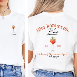 Personalisierte Spritz JGA Frauen Shirts, Braut T-Shirt für Junggesellinnenabschied, JGA Party Drink Tee, Geschenk Trauzeugin fragen