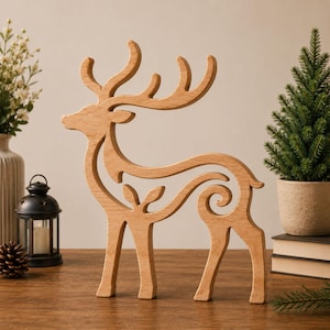 3D Layered Wood Deer Sculpture Pattern, Stag Scroll Saw Template (Digital Download)