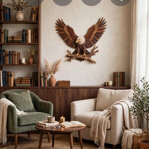 Bald Eagle Intarsia Wood Art Pattern, Scroll Saw Eagle Wall Decor (Digital Download)