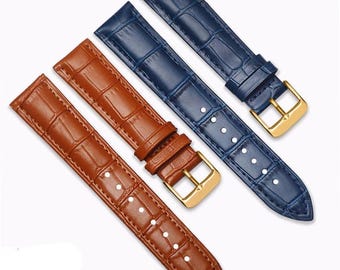 Cinturino per orologio in vera pelle – Cinturino di ricambio in pelle bovina goffrata coccodrillo (18 mm 20 mm)