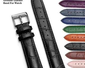 Cinturino per orologio in vera pelle – Cinturino di ricambio classico con fibbia in acciaio (12 mm-24 mm)