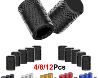 Tappi valvola pneumatici in alluminio anodizzato nero – Set universale antipolvere per ruote auto (4)