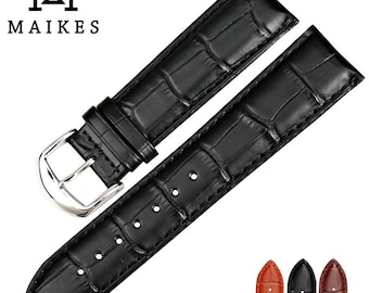 Cinturino per orologio in vera pelle nera MAIKES - Braccialetto di ricambio da 18 mm 20 mm 22 mm