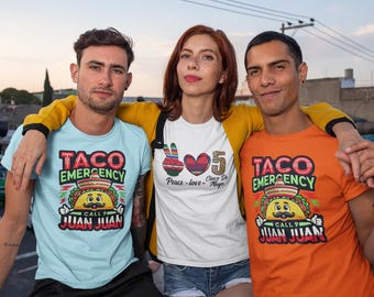 Taco Emergency T-Shirt | Funny Taco Character, Call 9 Juan Juan Design