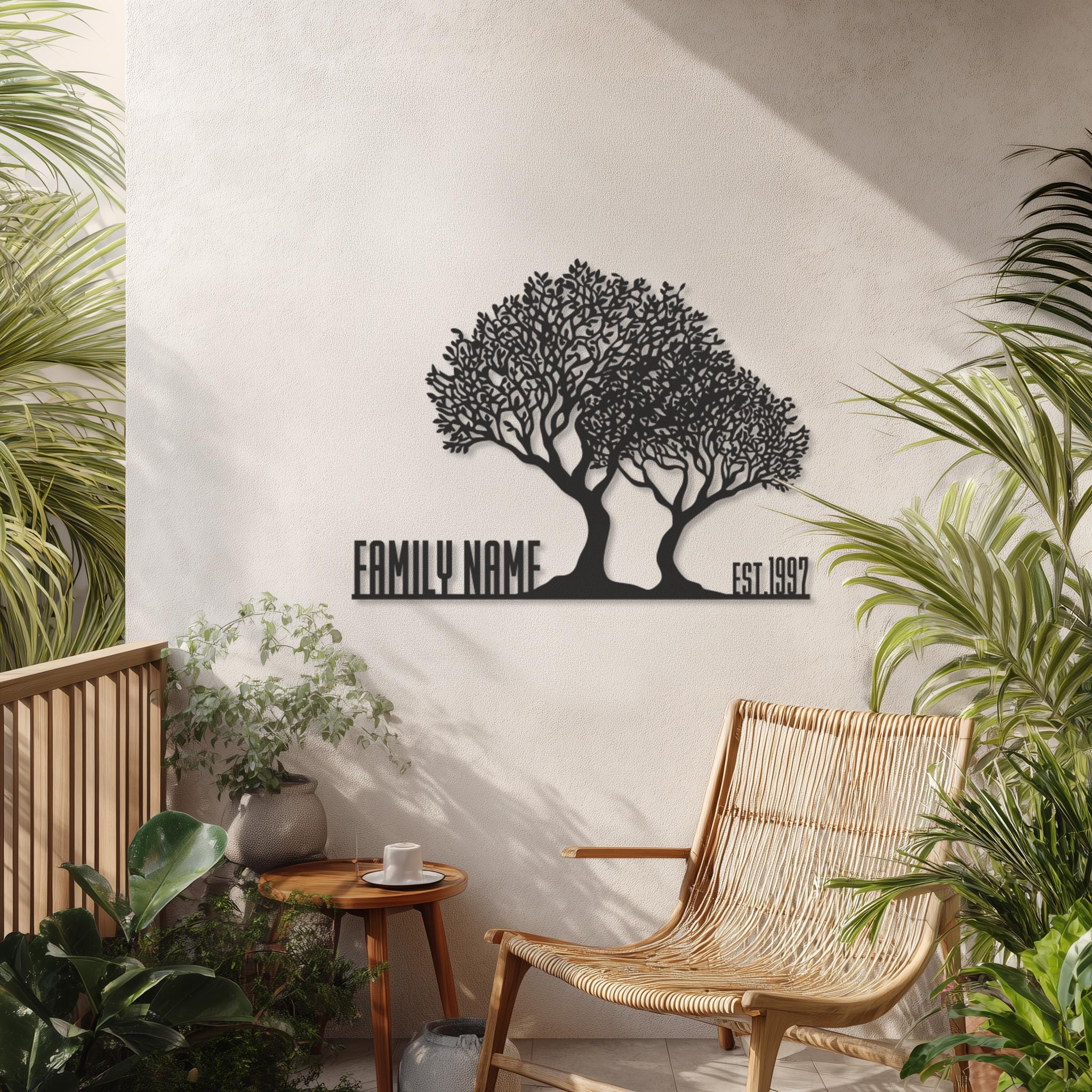 Personalized Family Tree Metal Sign, Custom Last Name Wall Art, Unique ...