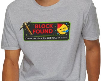Camiseta de Mineração de Criptomoedas "Logotipo de Mineração Block Found" - Camiseta para Mineração Solo de Criptomoedas
