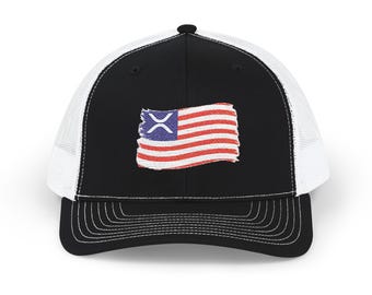 Boné Trucker XRP com Bordado da Bandeira Americana | Boné Americano XRP