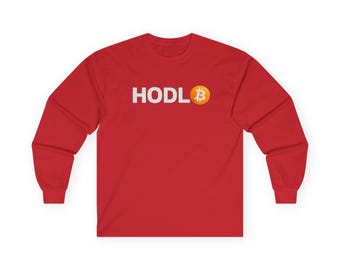 Camiseta de manga comprida Bitcoin "HODL" | Camiseta com estampa de criptomoeda