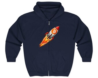 Moletom com capuz "Foguete" Bitcoin | Moletom com estampa de foguete Bitcoin