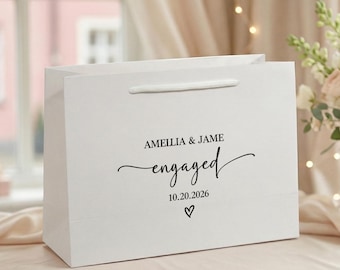 Engagement Gift Bag for Couple, Personalized Engaged Design, Newly Engaged Couple Gift, Proposal Celebration Bag, Wedding Engagement Gift