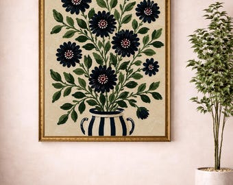 Konstram | Svarta bläckblommor | TV-konst (digital nedladdning)