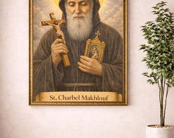 St. Charbel Makhlouf Katholischer Heiliger Poster, religiöses Bild, christliches Wohndekor (digitaler Download)
