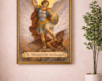St. Michael Erzengel Wand Kunst druckbare, katholische religiöse Dekor, Heiliger digitaler Download