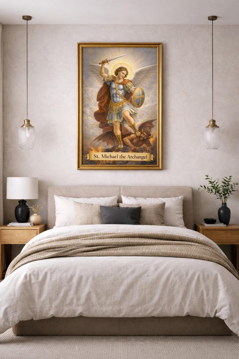 Saint Michael Archangel Wall Art Printable, Catholic Religious Decor ...