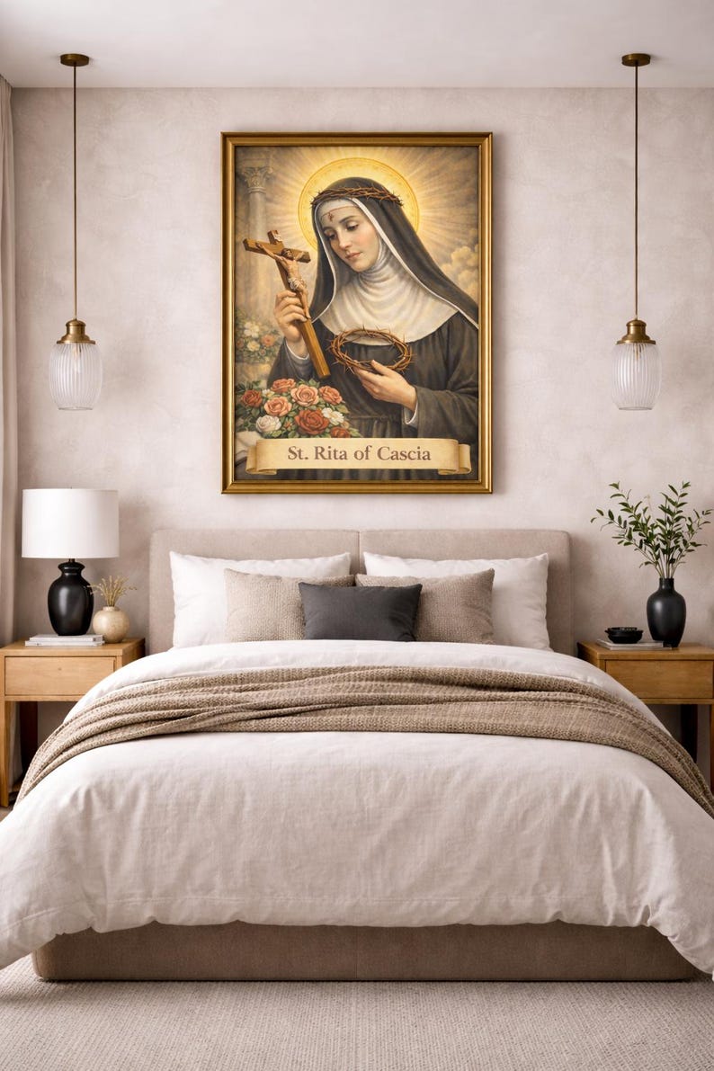 St Rita of Cascia Printable Wall Art, Catholic Saint Poster (digital ...