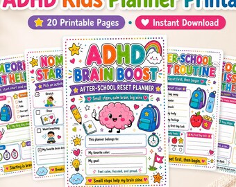 Agenda stampabile per bambini con ADHD, tabella delle attività pomeridiane, schema per pause attive, aiuto per i compiti.