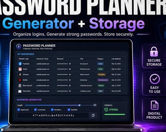 Password Manager App – Secure Offline Storage, Generator (Digital Download)