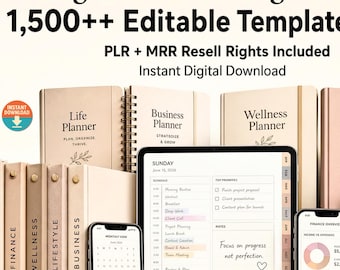 Canva Planner Mega Bundle with PLR MRR Planners Editable Digital Templates for Resell