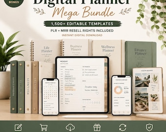 Canva Planner Mega Bundle - Planner digitali modificabili con licenza PLR MRR per la rivendita