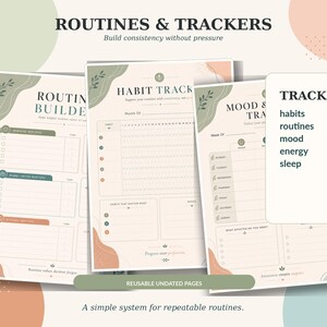 Habit tracker printable page for ADHD routines, monthly consistency, gentle habit tracking, and progress reflection.