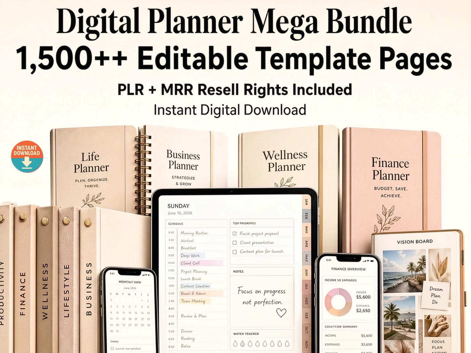 Canva Planner Mega Bundle With PLR MRR Planners Editable Digital ...