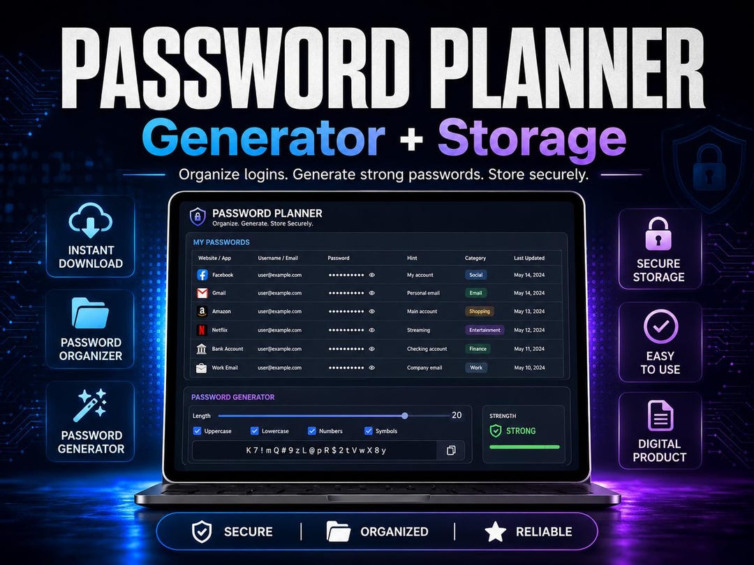 Offline Password Protection Password Manager App – Secure Offline Storage, Generator (digital ...