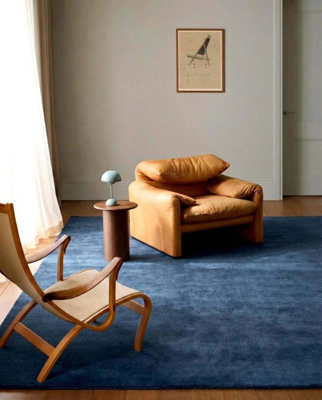 Hand Tufted Wool Rug | Modern Navy Blue Minimalist Area Carpet - Etsy