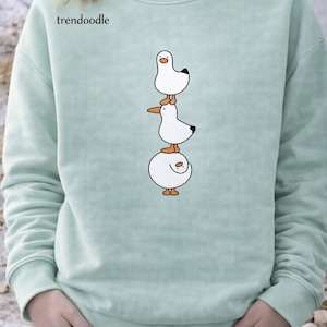 Stacked Seagulls Crewneck Sweatshirt | Coastal Bird Illustration, Relaxed Fit