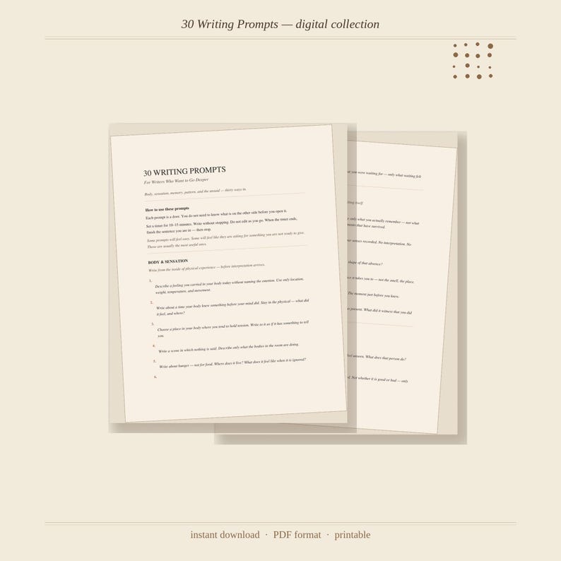 30 Writing Prompts: Deep Journal Prompts for Writers. Printable PDF ...