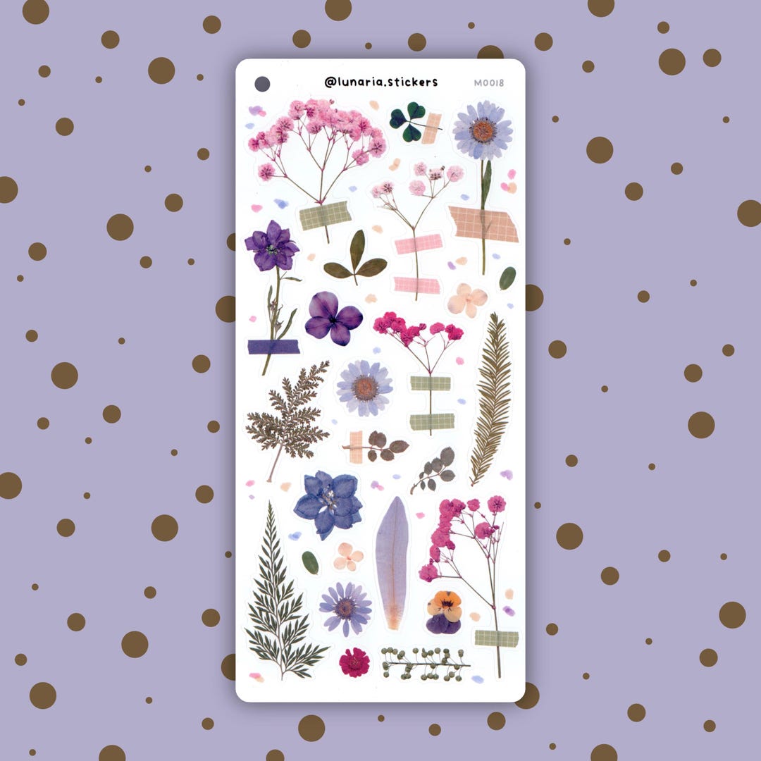 Pressed Flowers Sticker Sheet | Planner | Bullet Journal Stickers ...