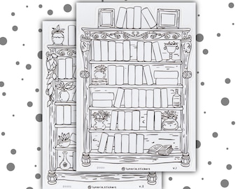 A5 Reading Tracker | Bookshelf Stickers |  Colouring | Journal Stickers |