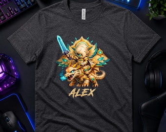 Custom Brawl Stars Shirt , Custom Dragon Rider Gamer Shirt, Fantasy Gaming Tee, Personalized Name Kids TShirt