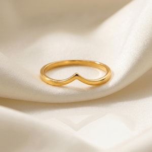 Wunschknochen Ring • 925 Sterling Silber • Chevron V-Form Stapelbarer Ehering • Geschenk für Frauen.