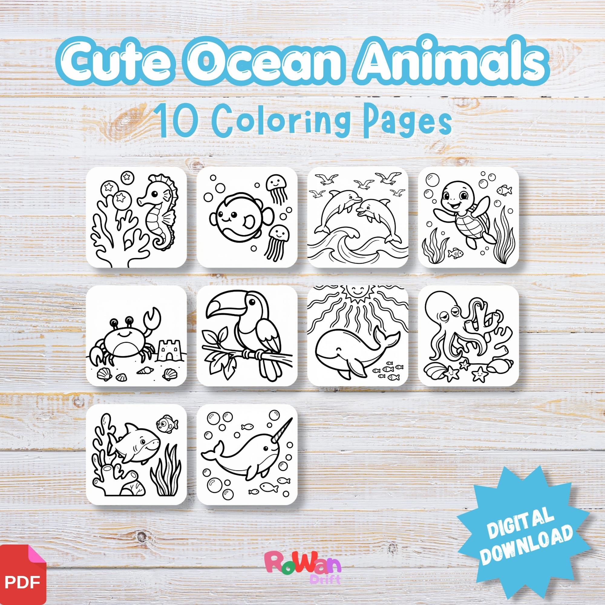 Ocean Animals Coloring Book for Kids | Sea Creatures | Printable PDF ...