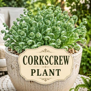 Healthy established Albuca spiralis growing in a decorative pot with abundant curls.