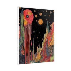 Psychedelic Dripping Planet Rolled Poster | Cosmic Surreal Landscape image 6