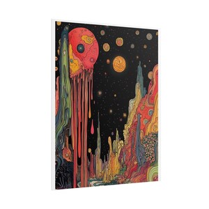 Psychedelic Dripping Planet Rolled Poster | Cosmic Surreal Landscape image 5