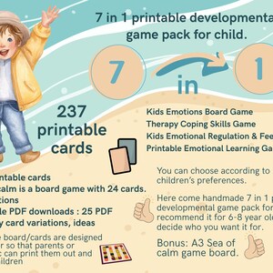 Kids Emotions Board Game: 7-in-1 Printable Learning Pack (237 Cards)