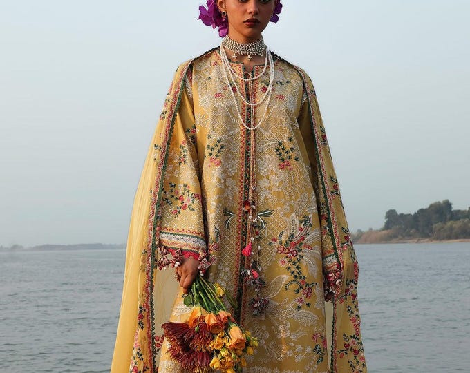 Featured listing image: Yellow mustard lawn designer dress Eid festive outfit