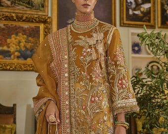 Luxury handmade kurta shalwar kameez pakistani wedding eid festive party wear outfit
